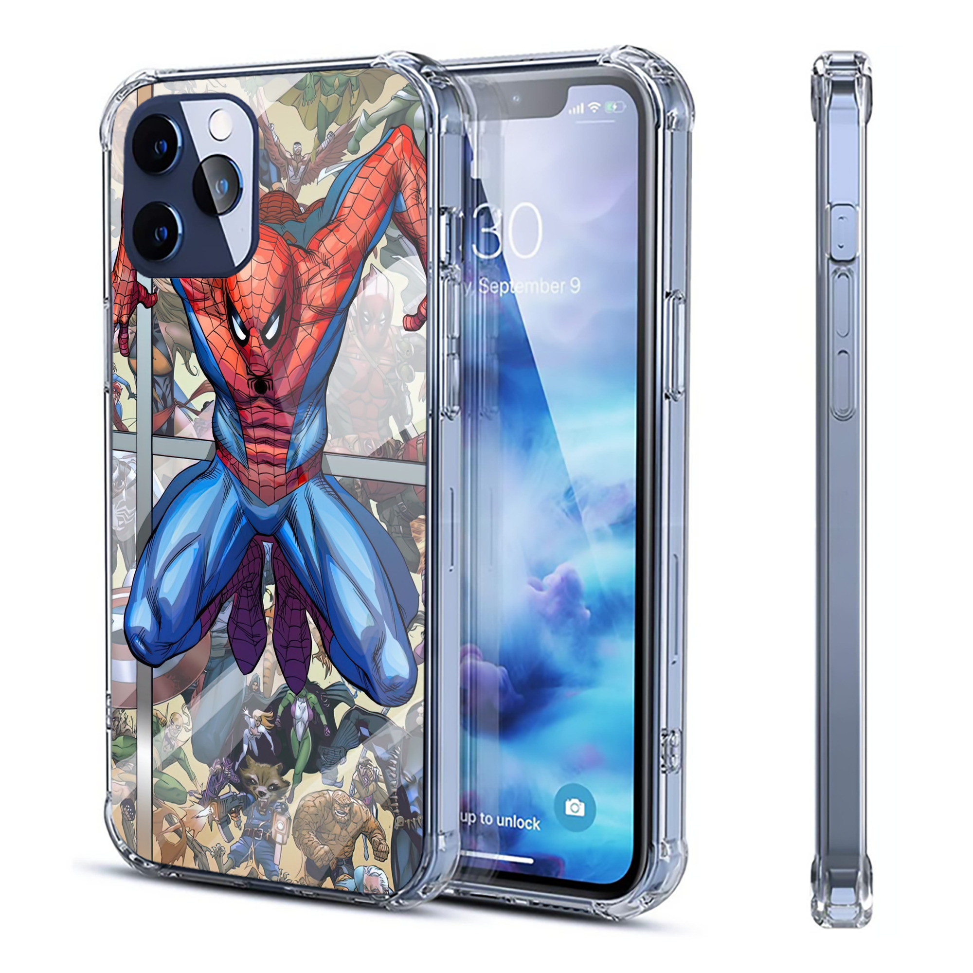 （画像用） Spider Man スパイダーマン 【iPhone 12シリーズ対応】透明スマホケース（クリアソフトケース）